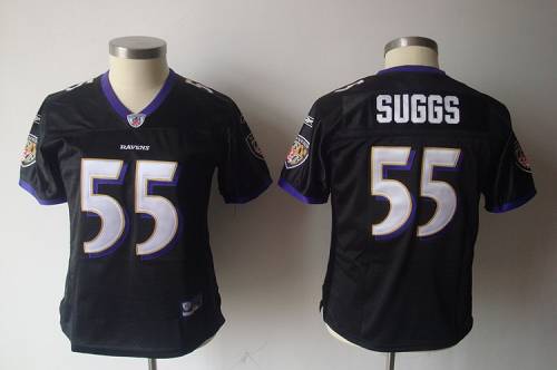 Ravens #55 Terrell Suggs Black Women's Alternate Stitched NFL Jersey - Click Image to Close